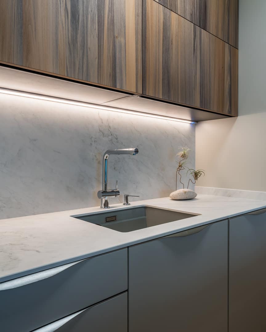 Cocina con barra de madera de roble natural · vista 3
